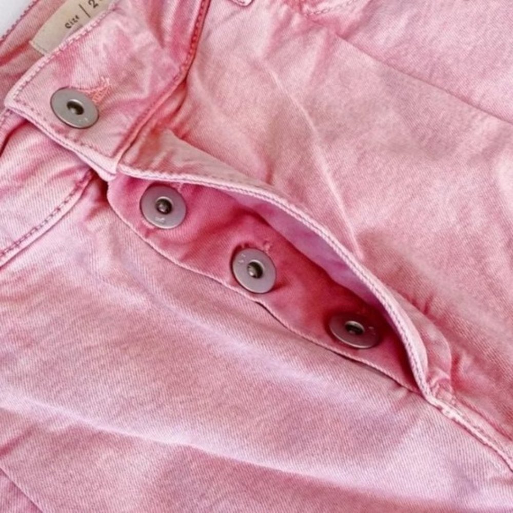 Anthropologie Pilcro Ultra High Rise Acid Wash Straight Jeans Button Fly Pink 27 - Picture 4 of 12